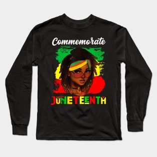 Juneteenth Afro Woman Black Queen African American Long Sleeve T-Shirt